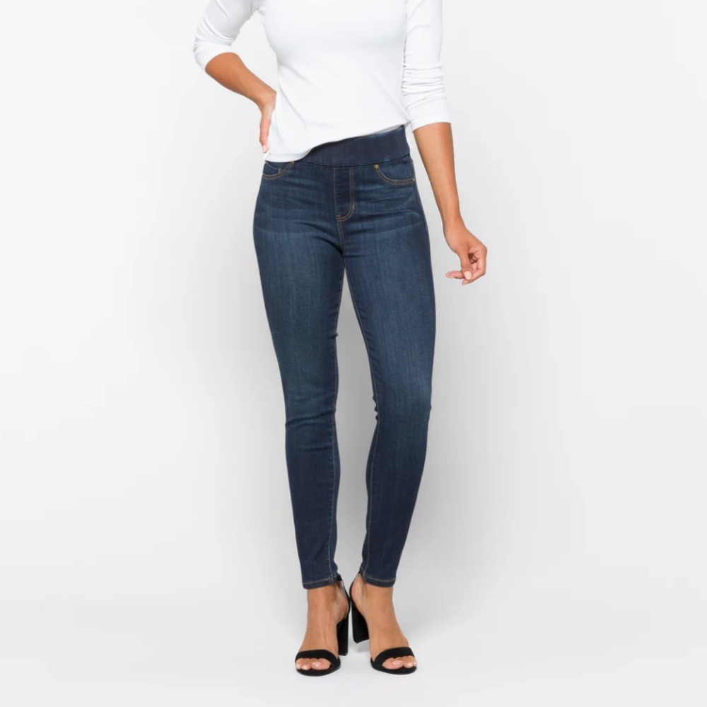 Like New Mid Rise Liverpool Elizabeth Super Skinny Dark Wash Jeans, 4 Petit